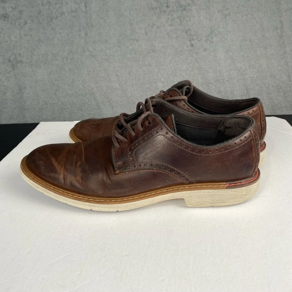 Cole Haan Go-To Plain Men's 10.5 M Toe Oxford Shoes Dark Coffee Brown GRAND 360